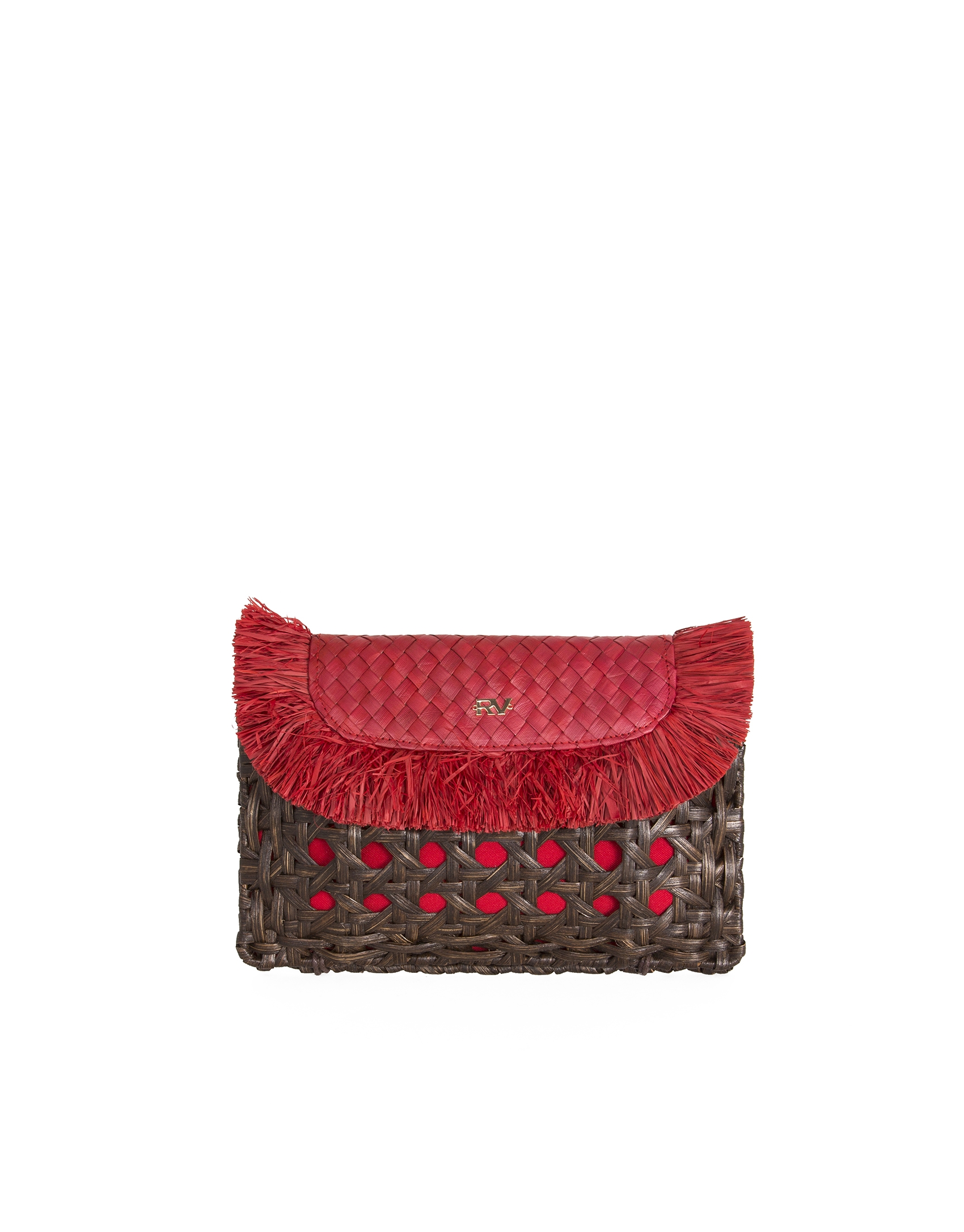 red raffia bag