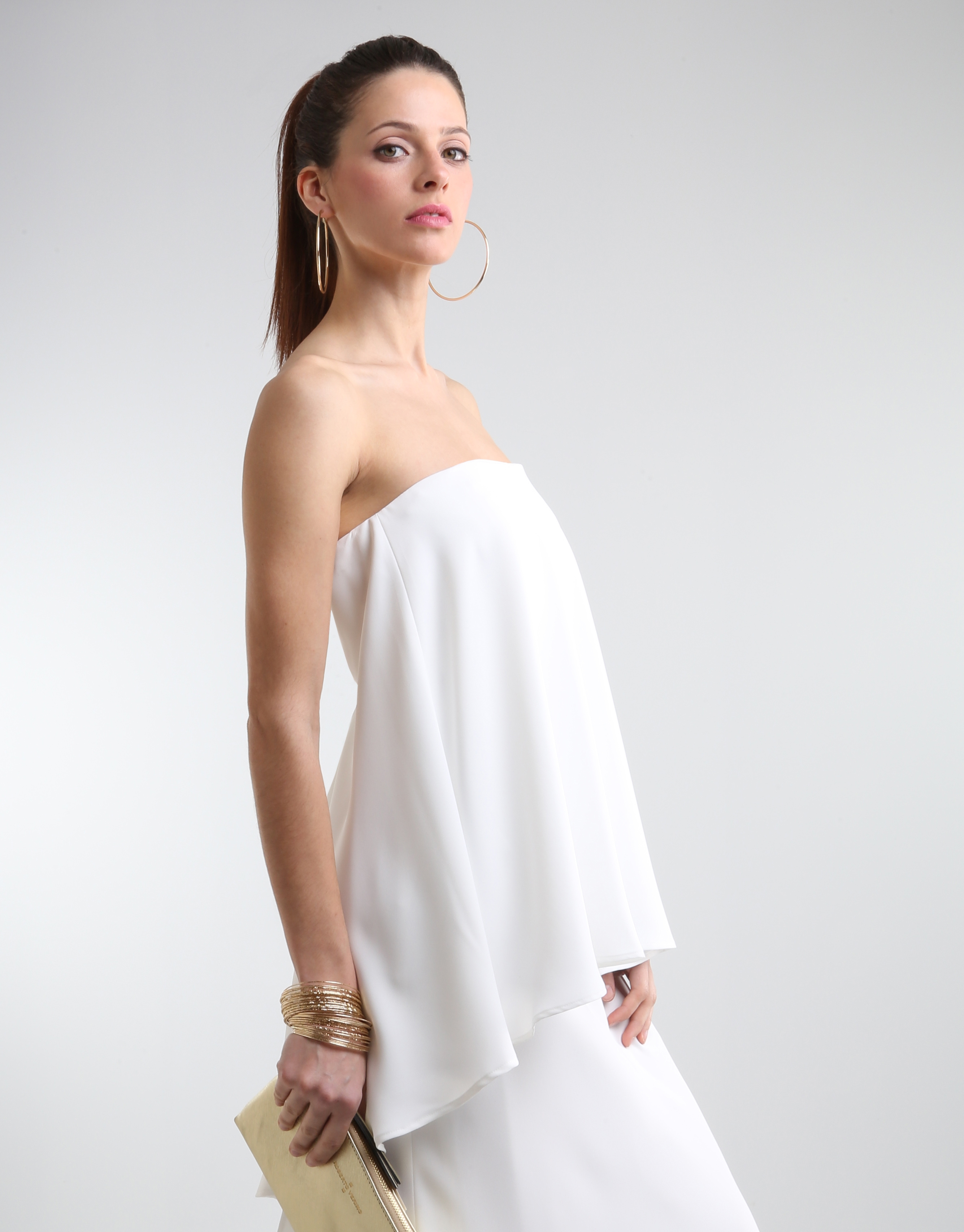 Off-white long strapless dress - Woman | Roberto Verino
