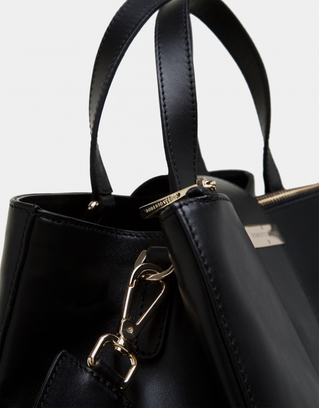 Sac Fourre Tout Paris En Cuir Nappa Noir Roberto Verino