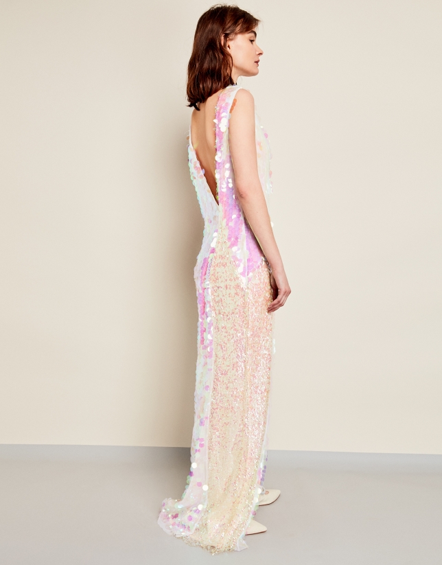 Robe longue à paillettes roses Femme PE2018 Roberto Verino