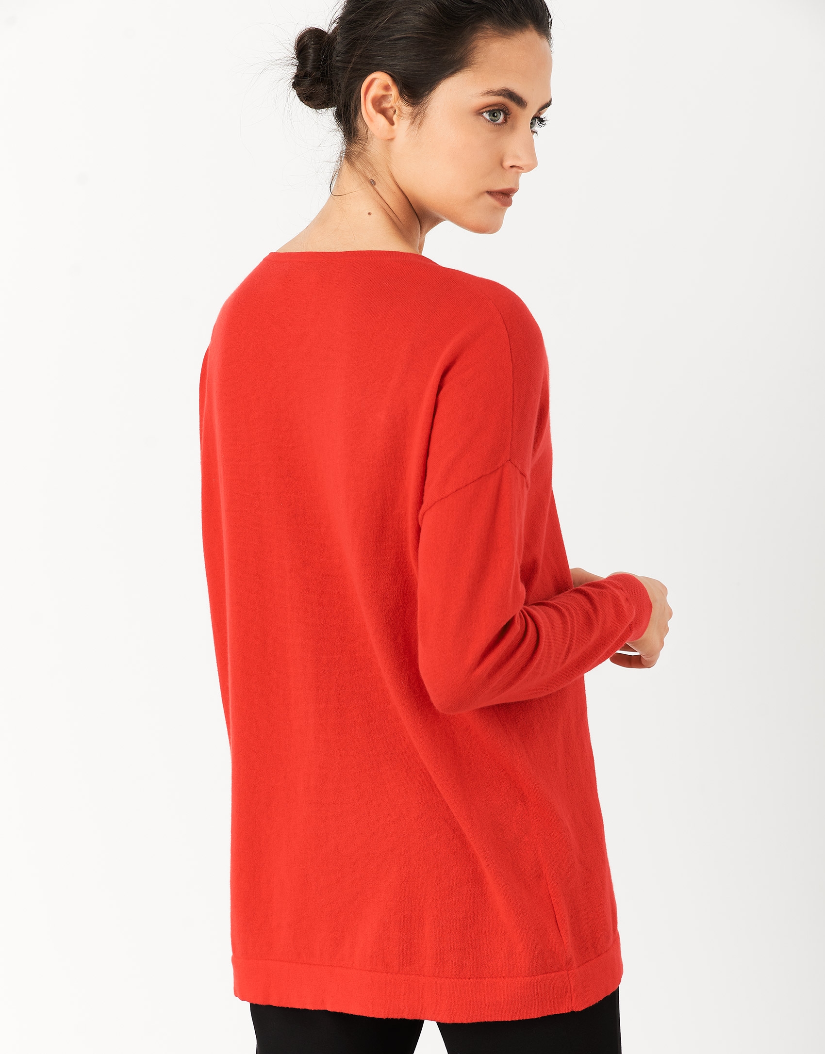 Jersey Oversize Cuello Pico Rojo Mujer Roberto Verino