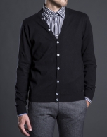 Black knit cardigan with elbow patches