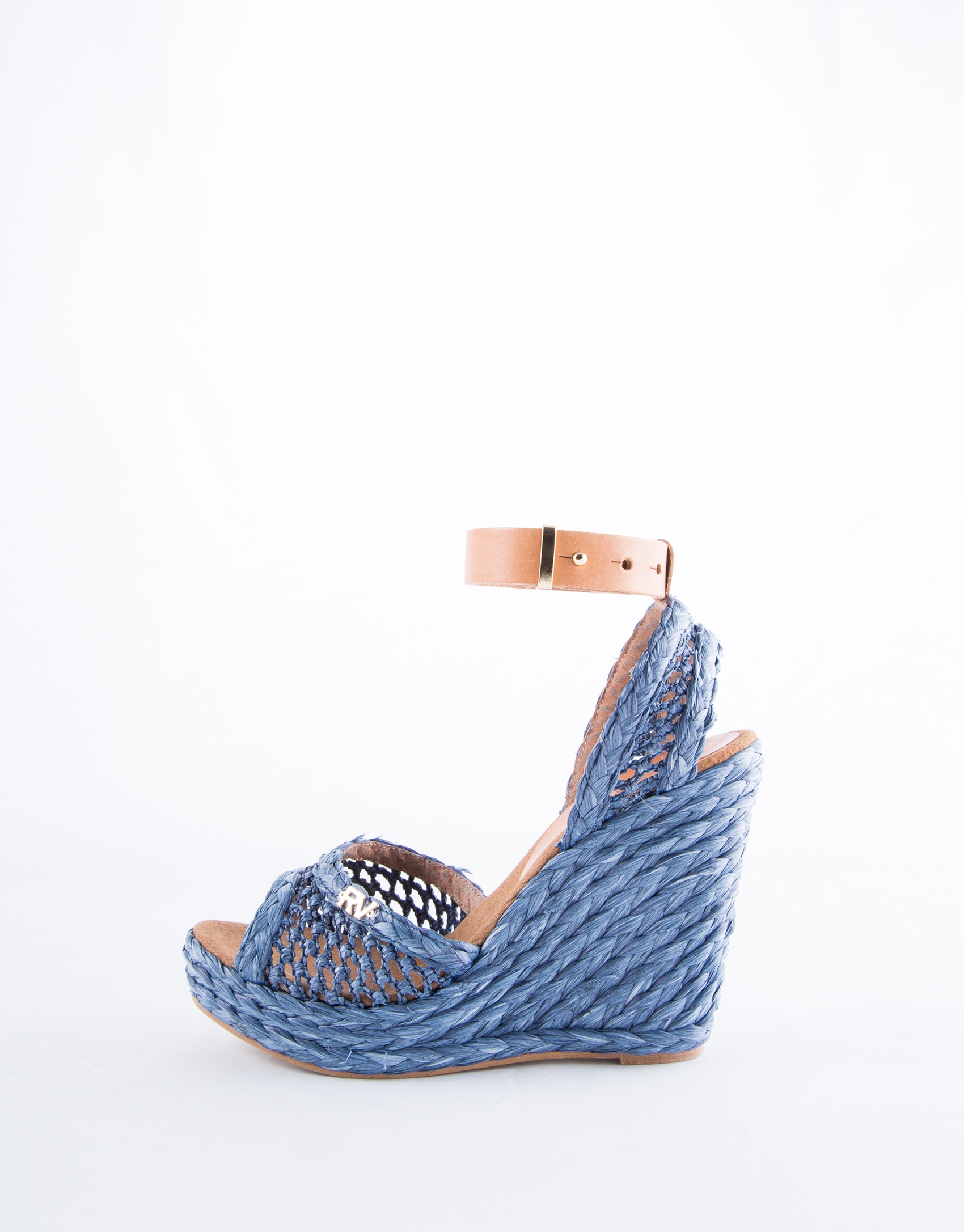 Blue braided raffia Marsella sandals