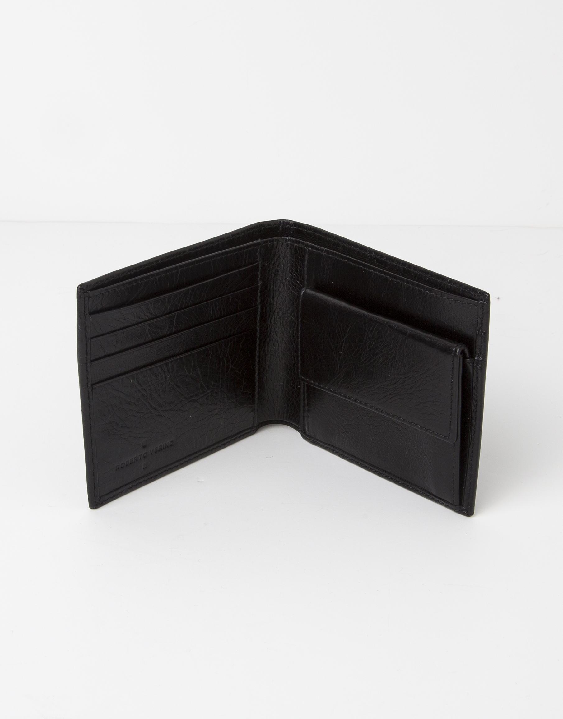 Black leather wallet with change purse inside