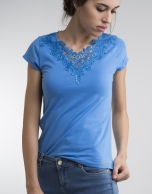 Blue crocheted top