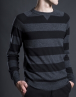 Gray striped sweater with elbow patches