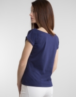 Navy blue top with decorative panel