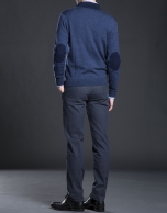 Navy blue turtle neck sweater with buttons