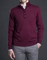 Burgundy turtle neck sweater with buttons