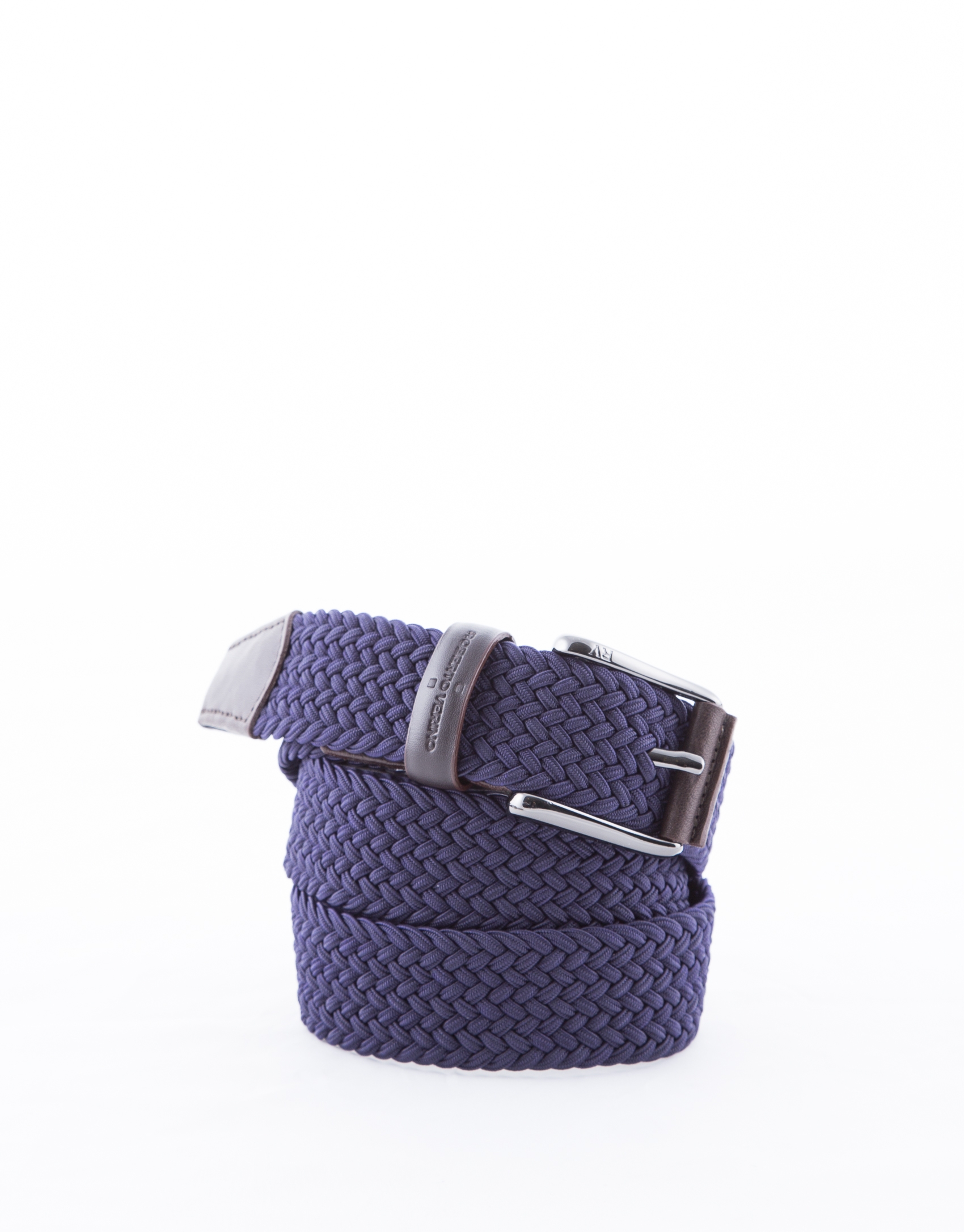 Navy blue ribbed braided belt 