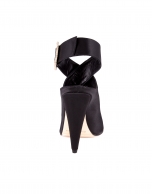 Black satin Tripoli shoes with glass buckles