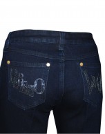 Blue denim pants sequin appliques