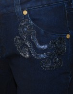 Blue denim pants sequin appliques