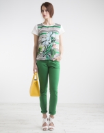 Green print top with fantasia