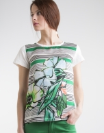 Green print top with fantasia