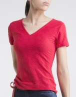 Red top with V neck