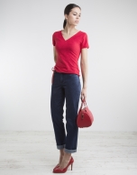 Red top with V neck