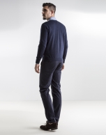 Navy blue basic knit sweater 