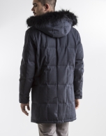 Long dark blue anorak