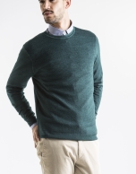 Green structured square neck sweater 