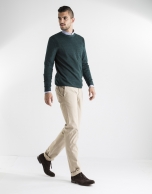 Green structured square neck sweater 