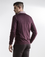 Burgundy structured square neck sweater 