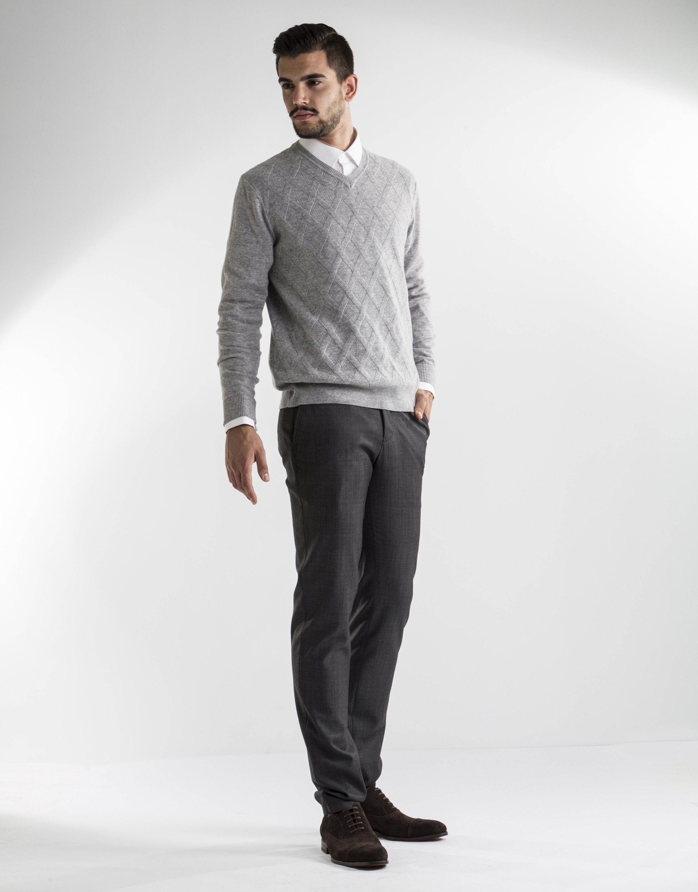 grey diamond v-neck sweater 