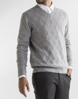 grey diamond v-neck sweater 