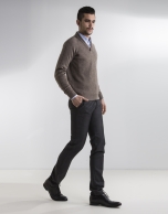 Taupe shawl neck sweater