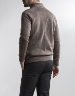 Taupe shawl neck sweater