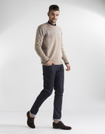 Beige jacquard sweater