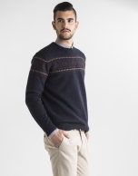 Navy blue jacquard sweater 