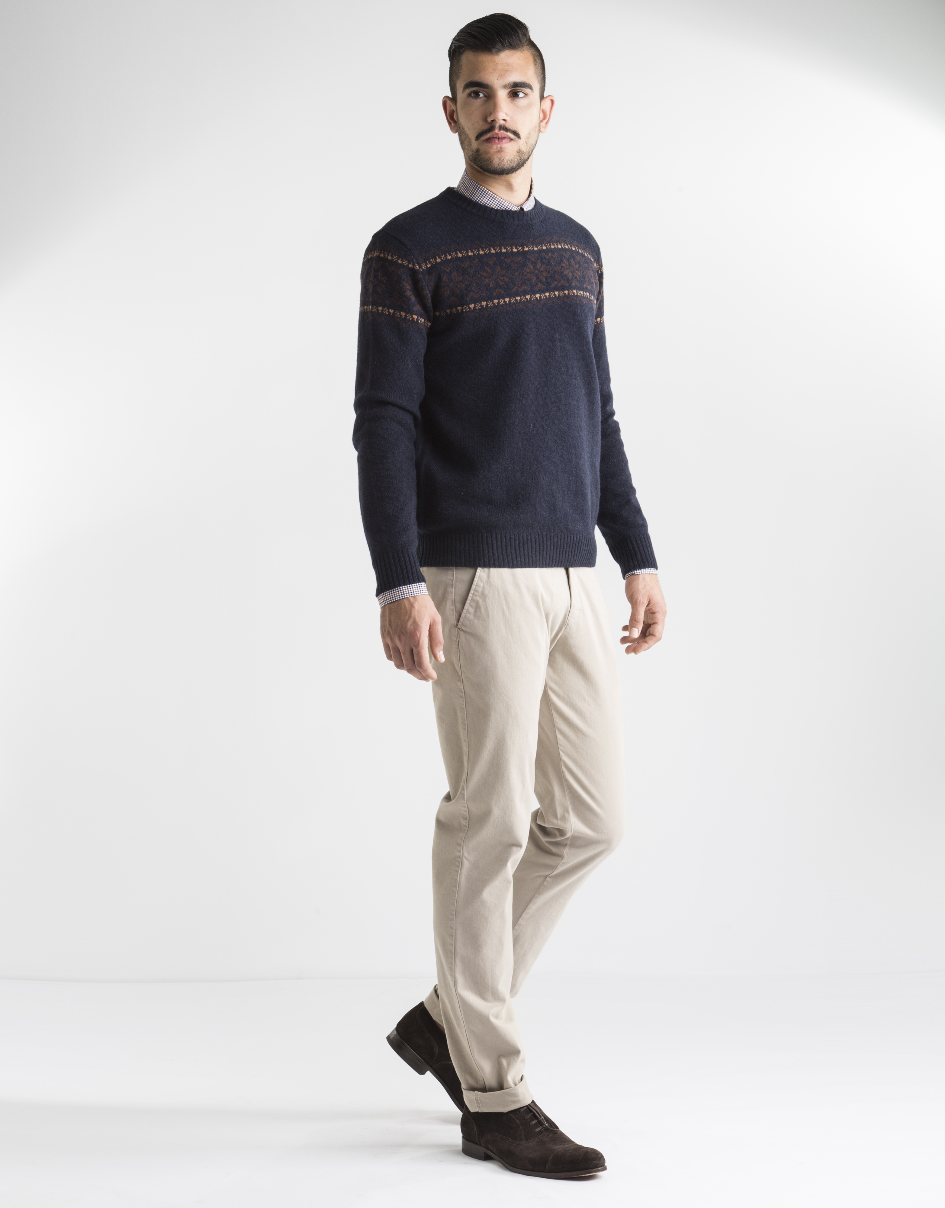 Navy blue jacquard sweater 