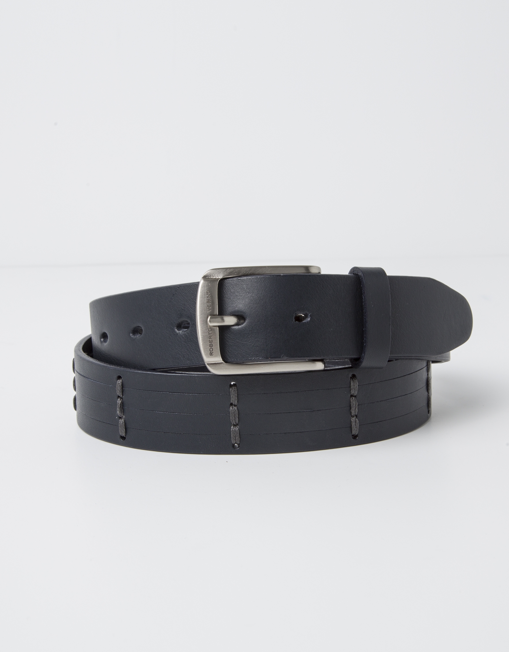 Navy blue belt with cuts - Belts - Man | Roberto Verino
