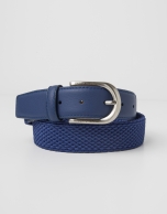 Indigo blue leather and cotton belt