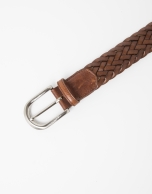 Brown braided leather belt