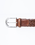 Brown braided leather belt