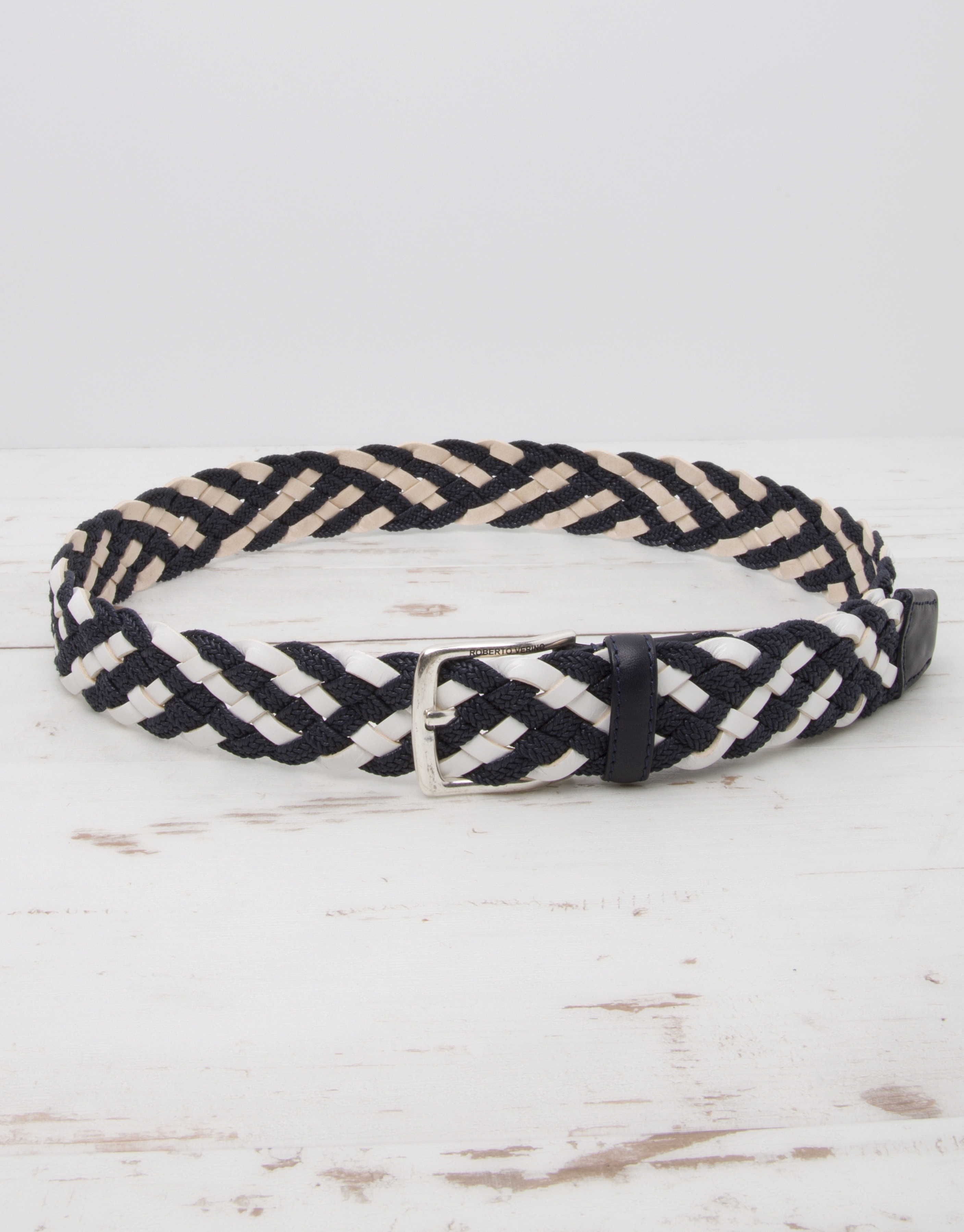 Cotton/leather braided belt