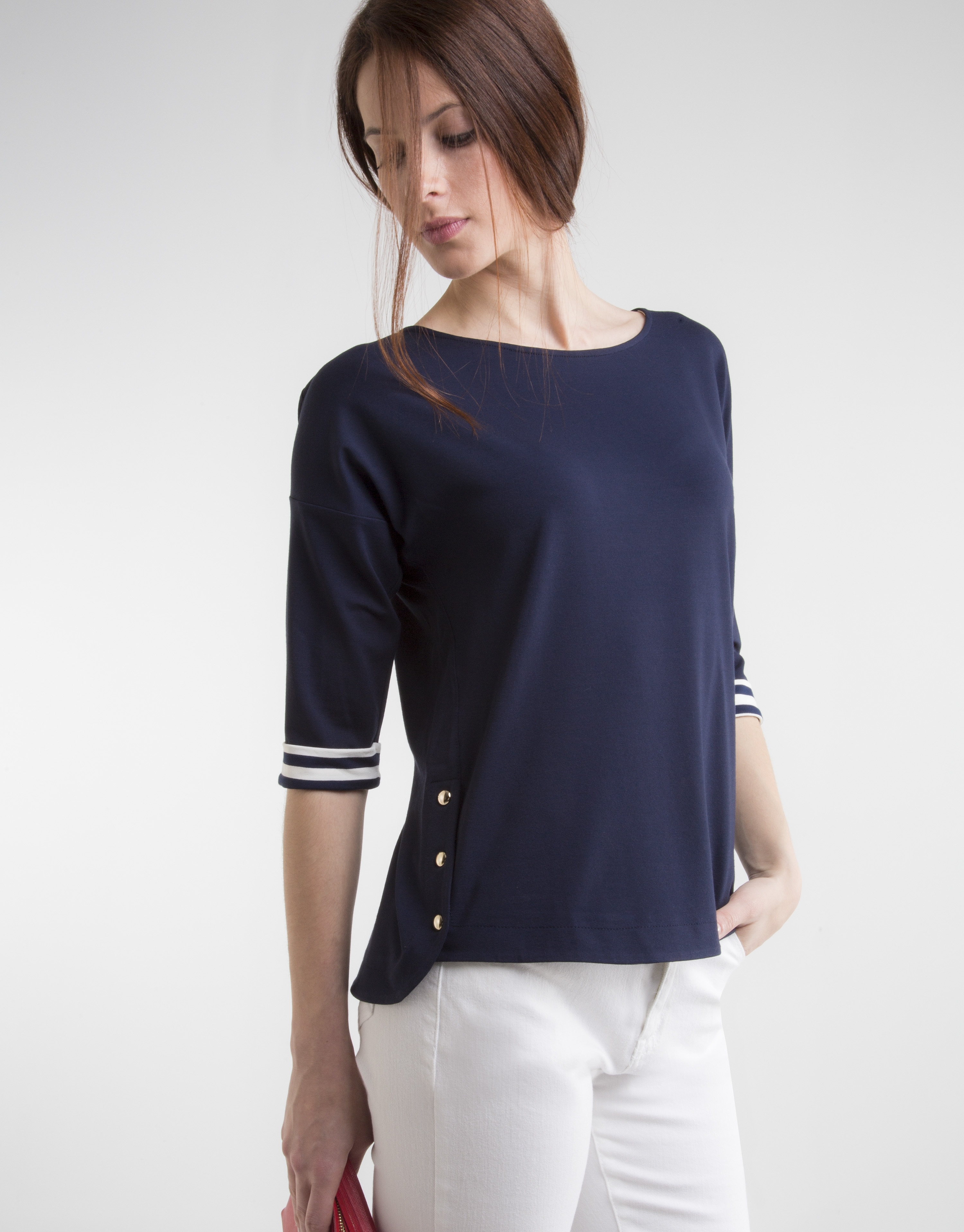 Blue boat neck top