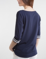 Blue boat neck top