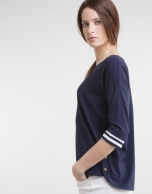 Blue boat neck top