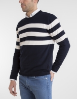 Navy blue / ivory striped sweater