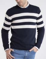 Navy blue / ivory striped sweater