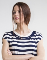 Blue striped knit top