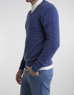 Blue V-neck sweater