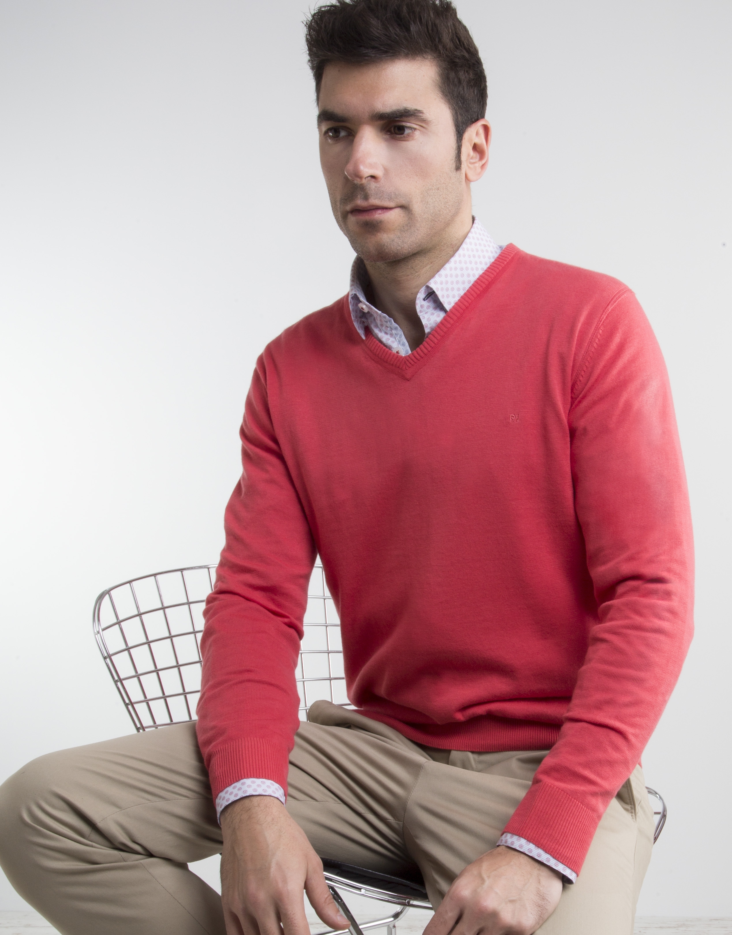 Coral V-neck sweater