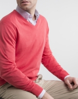 Coral V-neck sweater