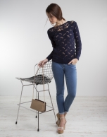 Blue knit openwork sweater