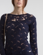 Blue knit openwork sweater