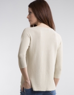 Camel sweater with three quarter sleeves